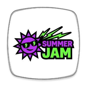Summer Jam Sun Badge - Square fridge magnet - white - Front