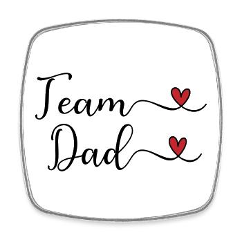 Team Dad Herz Typografie-Design - Viereckiger Kühlschrankmagnet - Weiß - Vorne