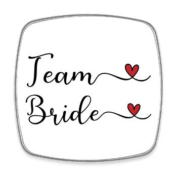 Team Bride mignonne typographie manuscrite avec un cœur - Magnet carré - blanc - Devant