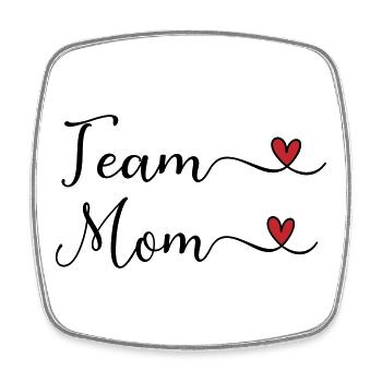 Team Mom cute Typography Design with a Heart - Square fridge magnet - white - Front