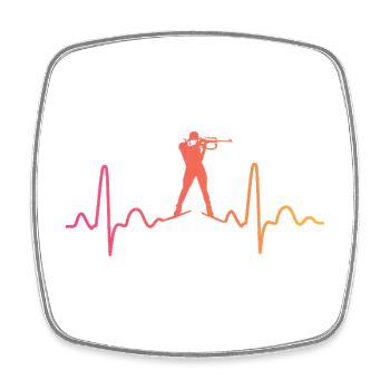 Biathlon Sunset Heartbeat Biathlet - Viereckiger Kühlschrankmagnet - Weiß - Vorne