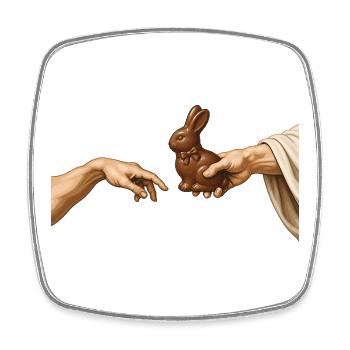 Pâques Le Lapin en chocolat de la Création Pâques drôle - Magnet carré - blanc - Devant