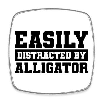 Facilement distrait par les alligators - Magnet carré - blanc - Devant
