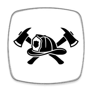 Logo du casque de pompier Aexte - Magnet carré - blanc - Devant