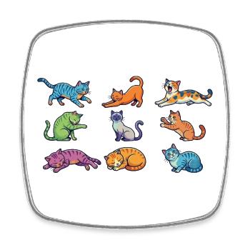 Chats colorés : Pop Art de chatons comiques mignons - Magnet carré - blanc - Devant