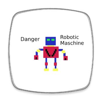 Pixelroboter  - Viereckiger Kühlschrankmagnet - Weiß - Vorne