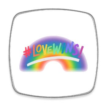 Liebe gewinnt Regenbogen - Viereckiger Kühlschrankmagnet - Weiß - Vorne