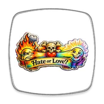 Hate or Love? - Viereckiger Kühlschrankmagnet - Weiß - Vorne