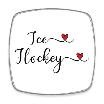 Eishockey Schriftzug mit Herz - Viereckiger Kühlschrankmagnet - Weiß - Vorne