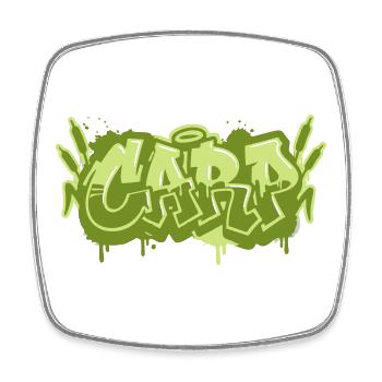 Karpfen Graffiti Schriftzug - Viereckiger Kühlschrankmagnet - Weiß - Vorne