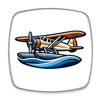 Retro-Seaplane über Wellen - Viereckiger Kühlschrankmagnet - Weiß - Vorne
