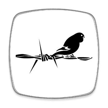 Black Graphic Wellensittich – Schwarzer Vogel - Viereckiger Kühlschrankmagnet - Weiß - Vorne