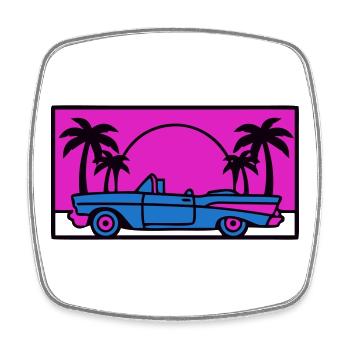 Retro 80er Auto Logo - Viereckiger Kühlschrankmagnet - Weiß - Vorne