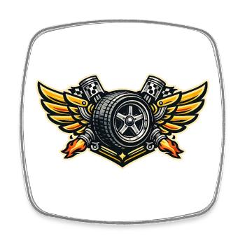 Rennreifen Flügel Emblem - Viereckiger Kühlschrankmagnet - Weiß - Vorne