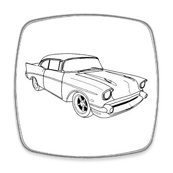 American Classic Car (Black) - Square fridge magnet - white - Front