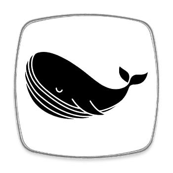 Whale silhouette minimalist sea motif - Square fridge magnet - white - Front