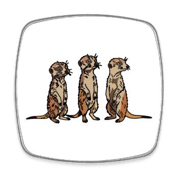 Niedliches, handgezeichnetes Erdmännchen-Trio-Design - Viereckiger Kühlschrankmagnet - Weiß - Vorne