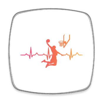 Basketball sunset heartbeat basketball - Square fridge magnet - white - Front