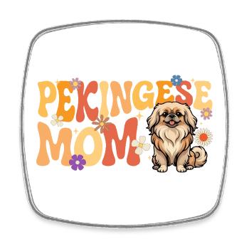Maman pékinoise - Maman chien Peke Chien de compagnie Lion Chien - Magnet carré - blanc - Devant