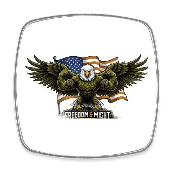 Eagle against the background of the US flag - Square fridge magnet - white - Front