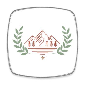 Minimalist Mountain landscape/ Nature Hiking adven - Square fridge magnet - white - Front
