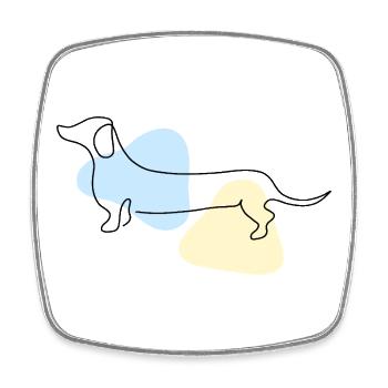 Line Art Dachshund pastel - Square fridge magnet - white - Front