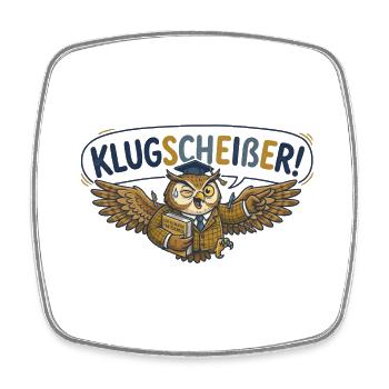 Klugeule: Faktencheck-Eule - Viereckiger Kühlschrankmagnet - Weiß - Vorne