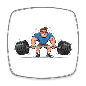 Comic Weightlifter – Strong Man Training - Square fridge magnet - white - Front
