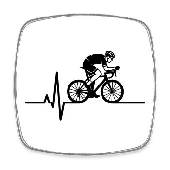 Road Bike Heartbeat ECG - Square fridge magnet - white - Front
