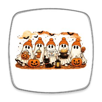 Halloween trick or treet ghosts - Square fridge magnet - white - Front