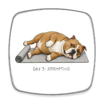 American Bully Yoga Dog Jour 3 tentative - Magnet carré - blanc - Devant