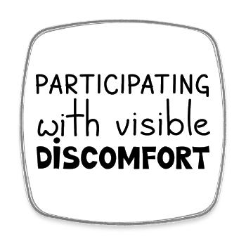 Participating With Visible Discomfort, Black - Square fridge magnet - white - Front