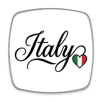Italie Script Cœur Tricolore - Magnet carré - blanc - Devant