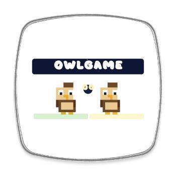 Jeu de la chouette Duo Pixel - Magnet carré - blanc - Devant
