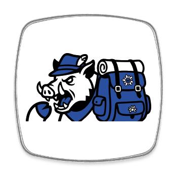 Logo du sac à dos Sanglier sauvage - Magnet carré - blanc - Devant