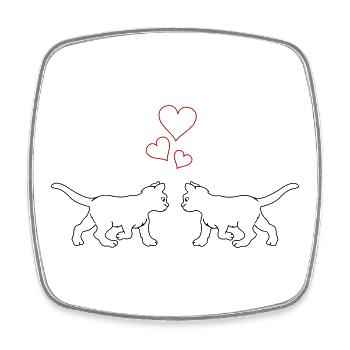 Chats amoureux - Magnet carré - blanc - Devant