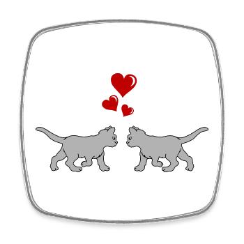 katze_verliebt_02 - Square fridge magnet - white - Front