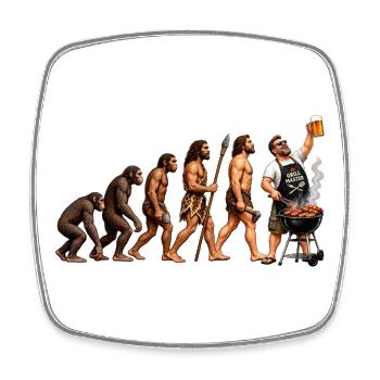 Evolution zum Grill - Viereckiger Kühlschrankmagnet - Weiß - Vorne
