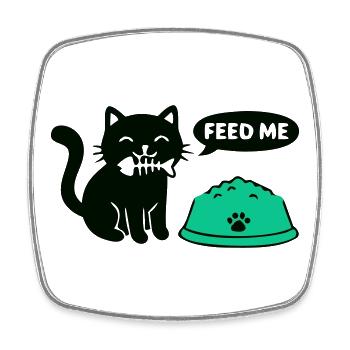 Hungrige Katze Futternapf Grafik - Viereckiger Kühlschrankmagnet - Weiß - Vorne
