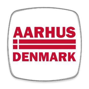 Aarhus Dänemark Stadtflagge - Viereckiger Kühlschrankmagnet - Weiß - Vorne
