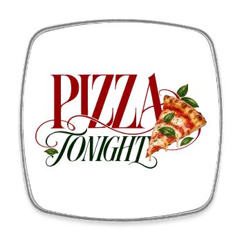 Pizza Tonight Pizza Slice - Viereckiger Kühlschrankmagnet - Weiß - Vorne