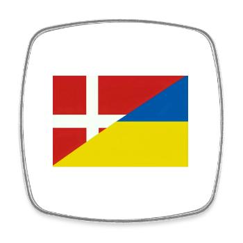 Dänemarkische Ukraine-Flagge – dänische und ukrainische Flagge - Viereckiger Kühlschrankmagnet - Weiß - Vorne