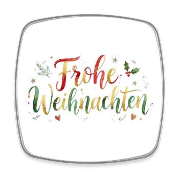 Frohe Weihnachten Schriftzug - Handschrift - Viereckiger Kühlschrankmagnet - Weiß - Vorne
