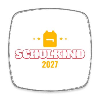 Schulkind 2027 – Shirt zur Einschulung - Viereckiger Kühlschrankmagnet - Weiß - Vorne