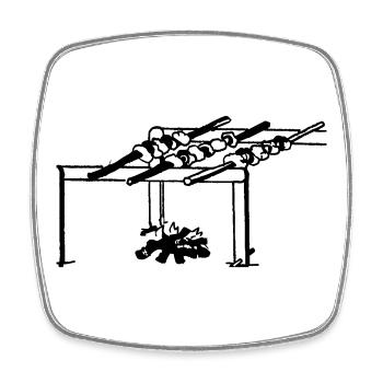 Barbecue, shish kebab, Russian - Square fridge magnet - white - Front