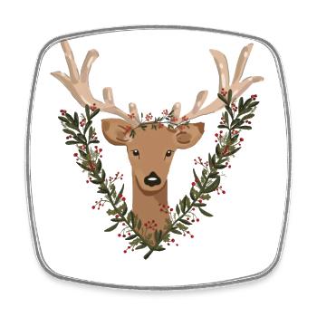 Biche - Magnet carré - blanc - Devant