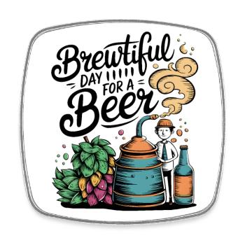 Journée brassicole pour une bière - Magnet carré - blanc - Devant