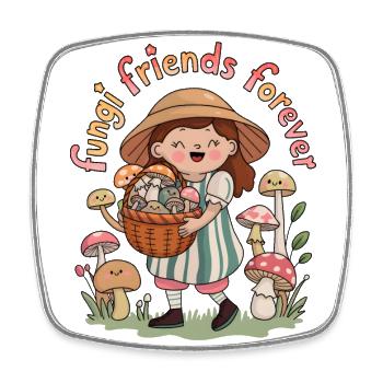 Fungi Friends Forever - Square fridge magnet - white - Front