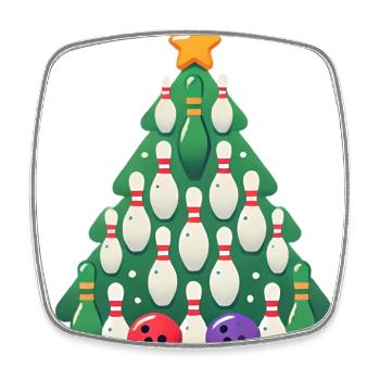 Bowling Christmas Tree Holiday Design - Square fridge magnet - white - Front