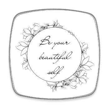 Be Your Beautiful Self – Delicate Floral Motif - Square fridge magnet - white - Front